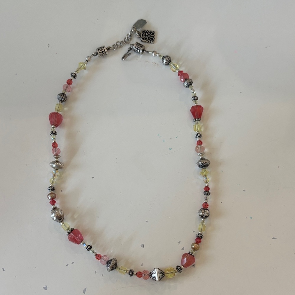 Elegant Tres Jolie Silver and Red Beaded Necklace